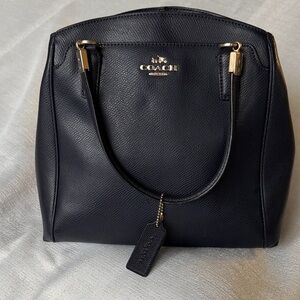 Coach Dark Blue Pebbled Leather Shoulder/Crossbody Bag
